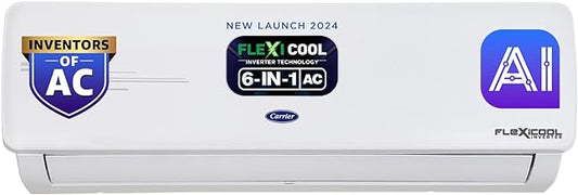 Carrier 1.5 Ton 3 Star AI Flexicool Inverter Split AC (Copper, Convertible 6-in-1 Cooling,High Density Filter, Auto Cleanser, 2024 Model,ESTER NEO Exi+, CAI18ER3R34F0,White)