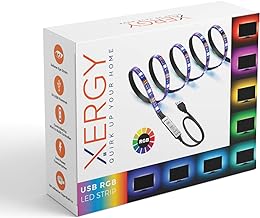 XERGY USB 5V 5050 RGB Led Flexible Strip Light Multi-Color Changing Lighting Kit, Tv Background Lighting with Mini Controller for Tv Pc Laptop Bias Lighting (1 Meter for Tv'S Upto 28") 1 Meters