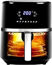 Faber 6L 1500W Digital Air Fryer | Fry, Bake, Roast, Toast, Defrost, Grill & Reheat | 85% Less Oil, 360° Air Cooking | 8-Preset Menu, LED Display & Touch Control, Non-Stick Pan, View Window | (Black)