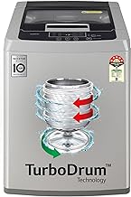LG 8 Kg 5 Star Inverter TurboDrum Fully Automatic Top Loading Washing Machine (T80SKSF1Z, Waterfall Circulation, Digital Display, Middle Free Silver)